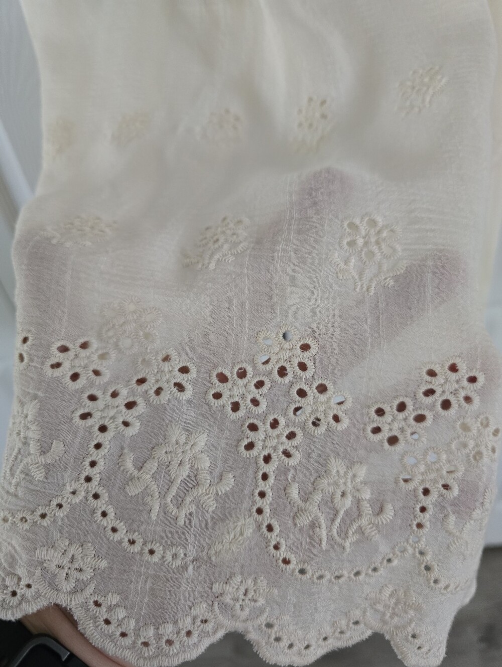 Women's Embroidery Romantic Puff Short Sleeve Rayon Cream Midi Dress Size L - Picture 13 of 17